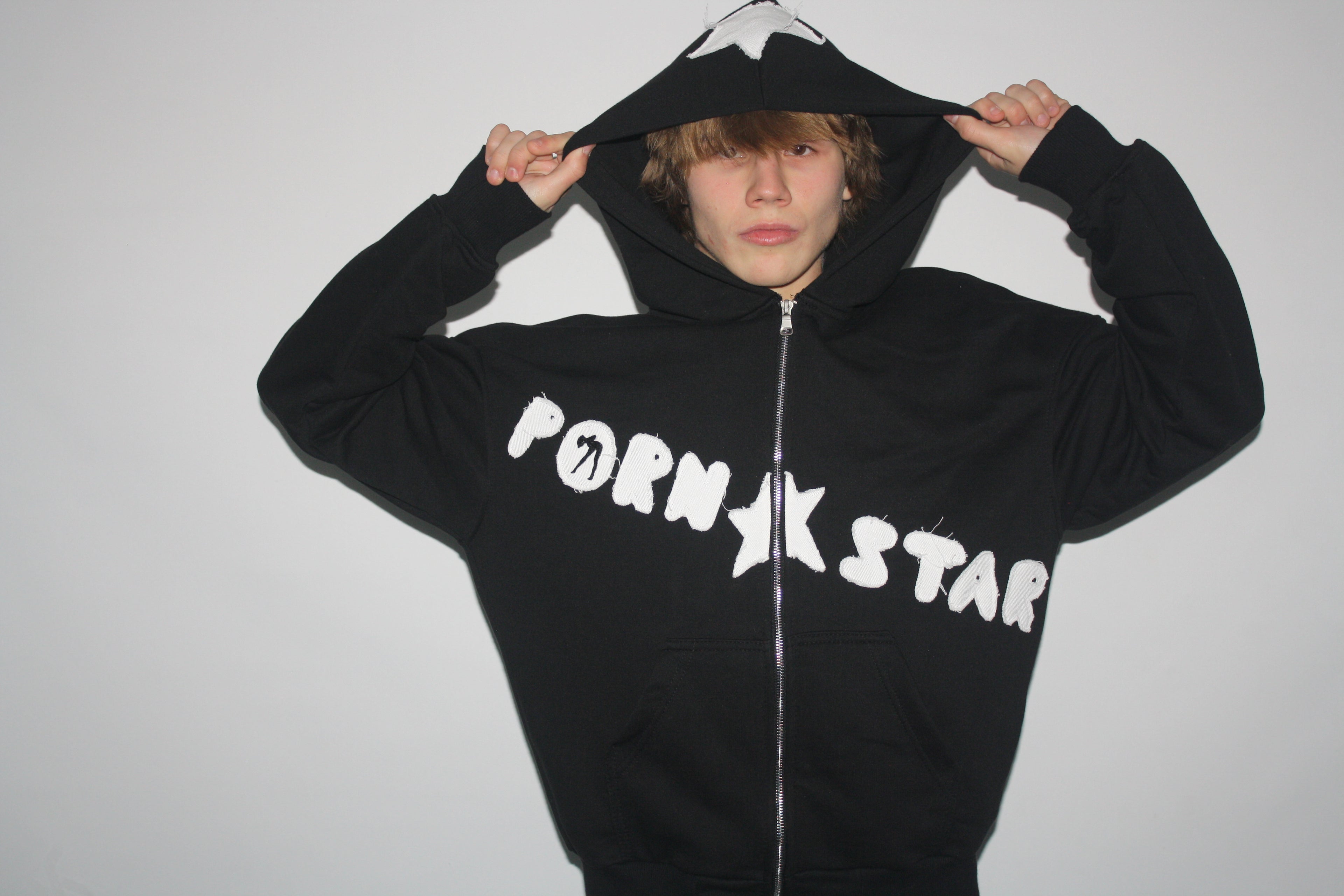 pornstar zip hoodie black
