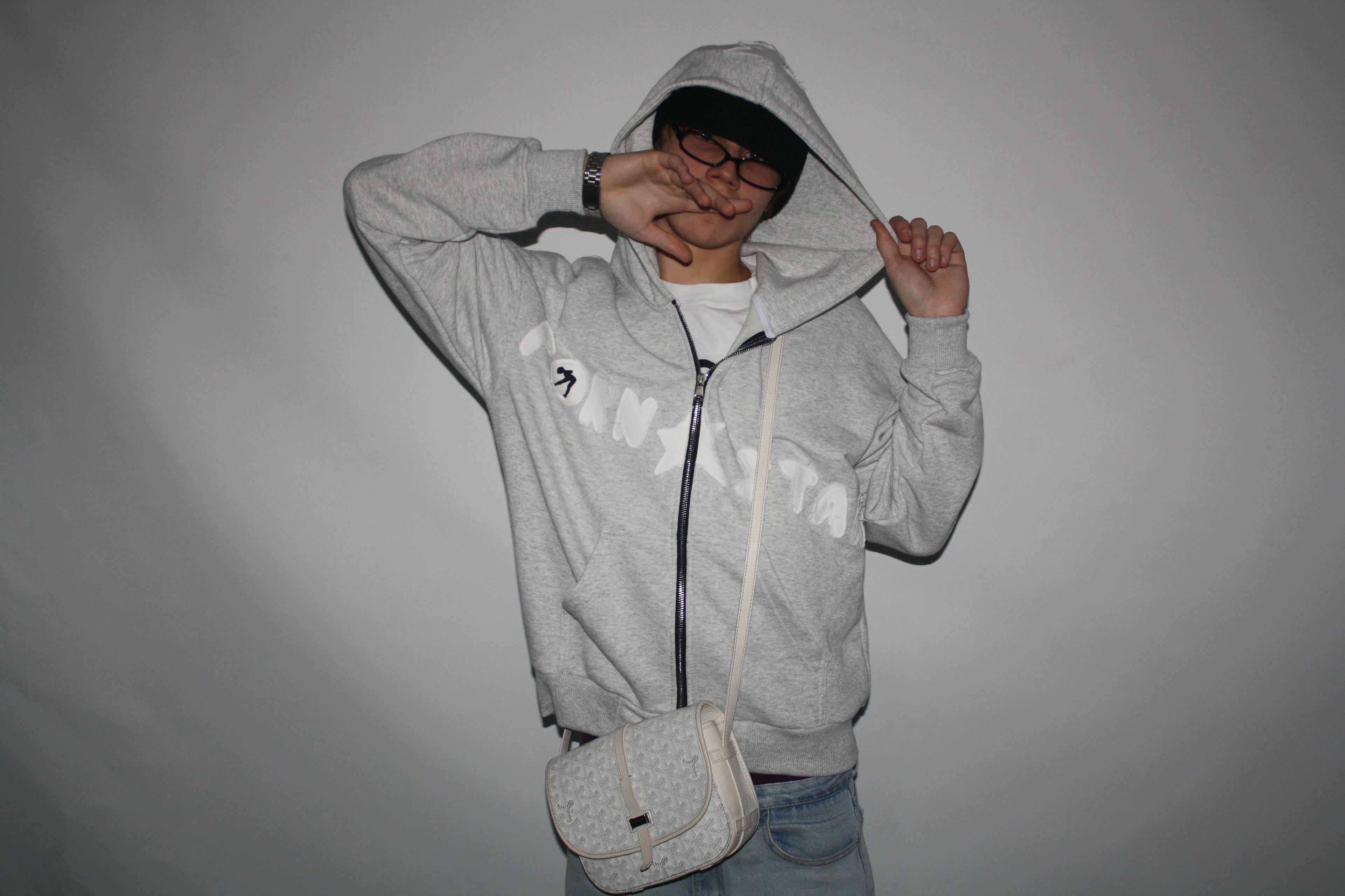 pornstar zip hoodie  gray