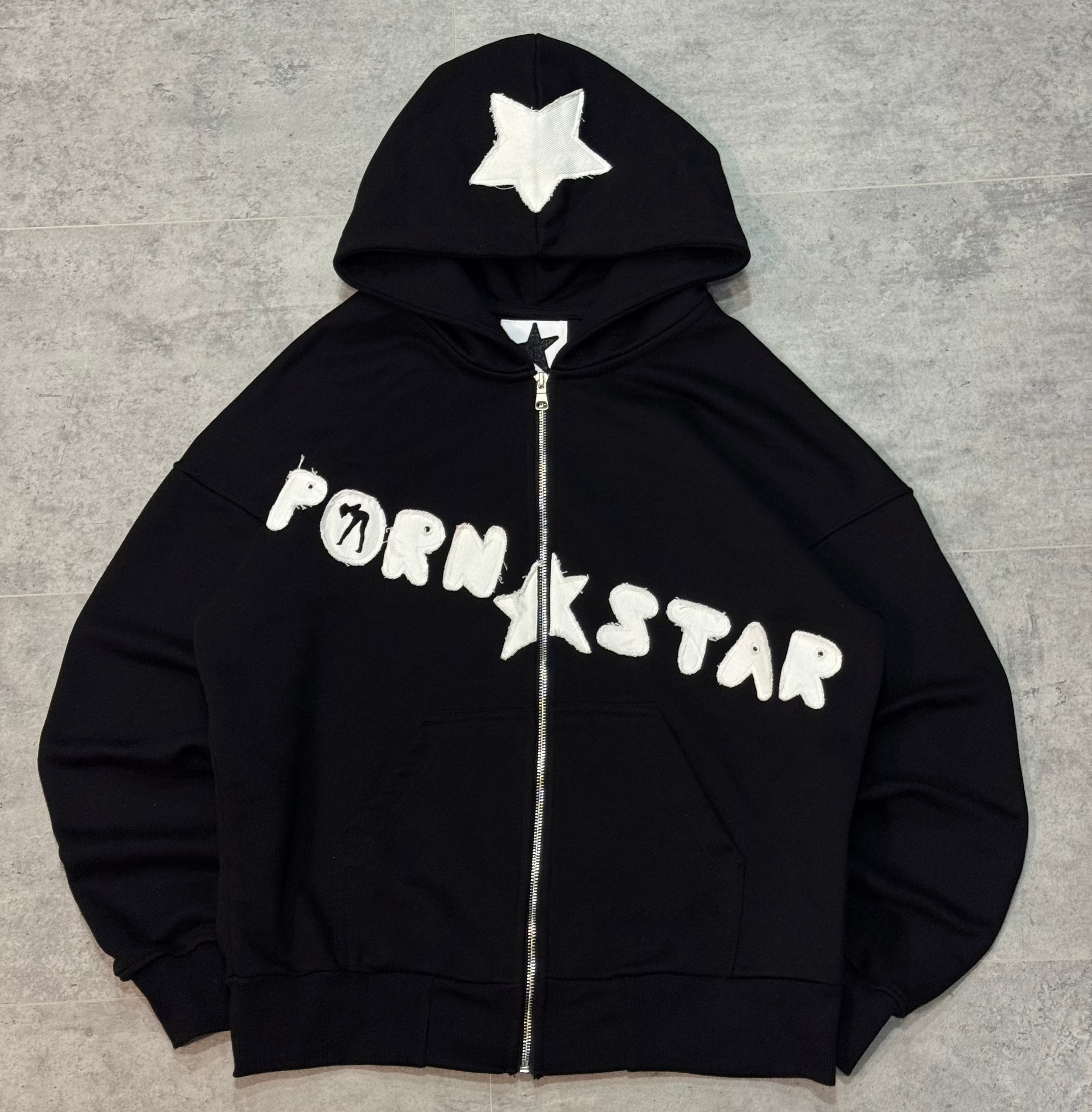 pornstar zip hoodie black